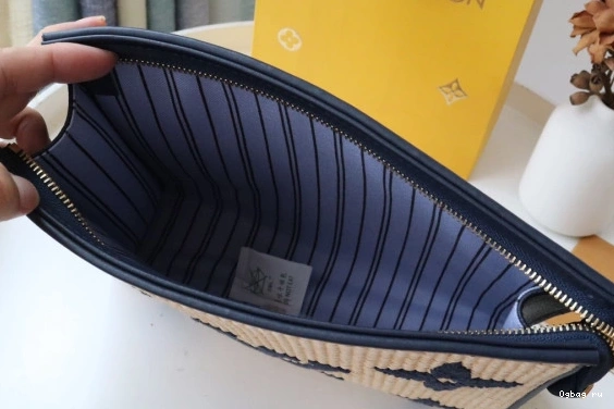 VUITTON Raffia Toiletry Monogram Pouch LOUIS 0729